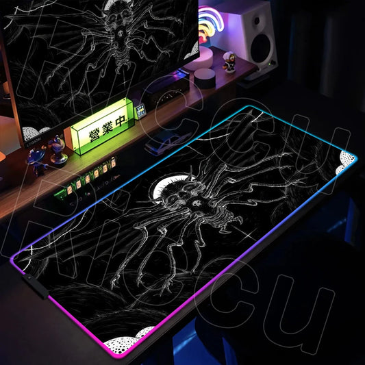 Horror Edition: XXL RGB Extended Gaming Desk Mat with Custom LED Lighting