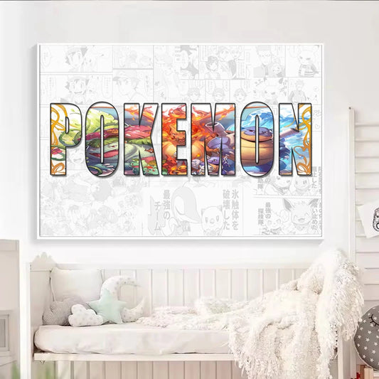 Pokémon Pikachu Custom Name Poster – Anime Canvas Wall Art