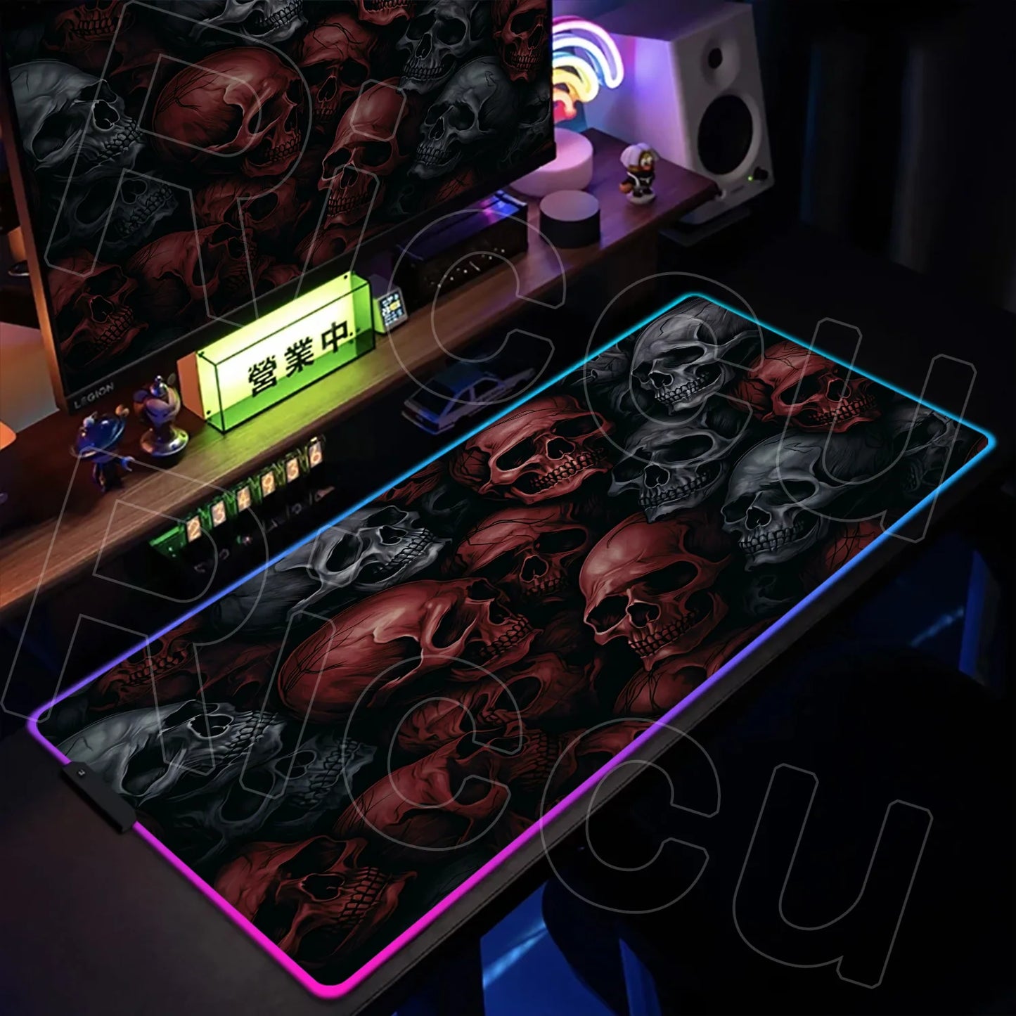 Horror Edition: XXL RGB Extended Gaming Desk Mat with Custom LED Lighting