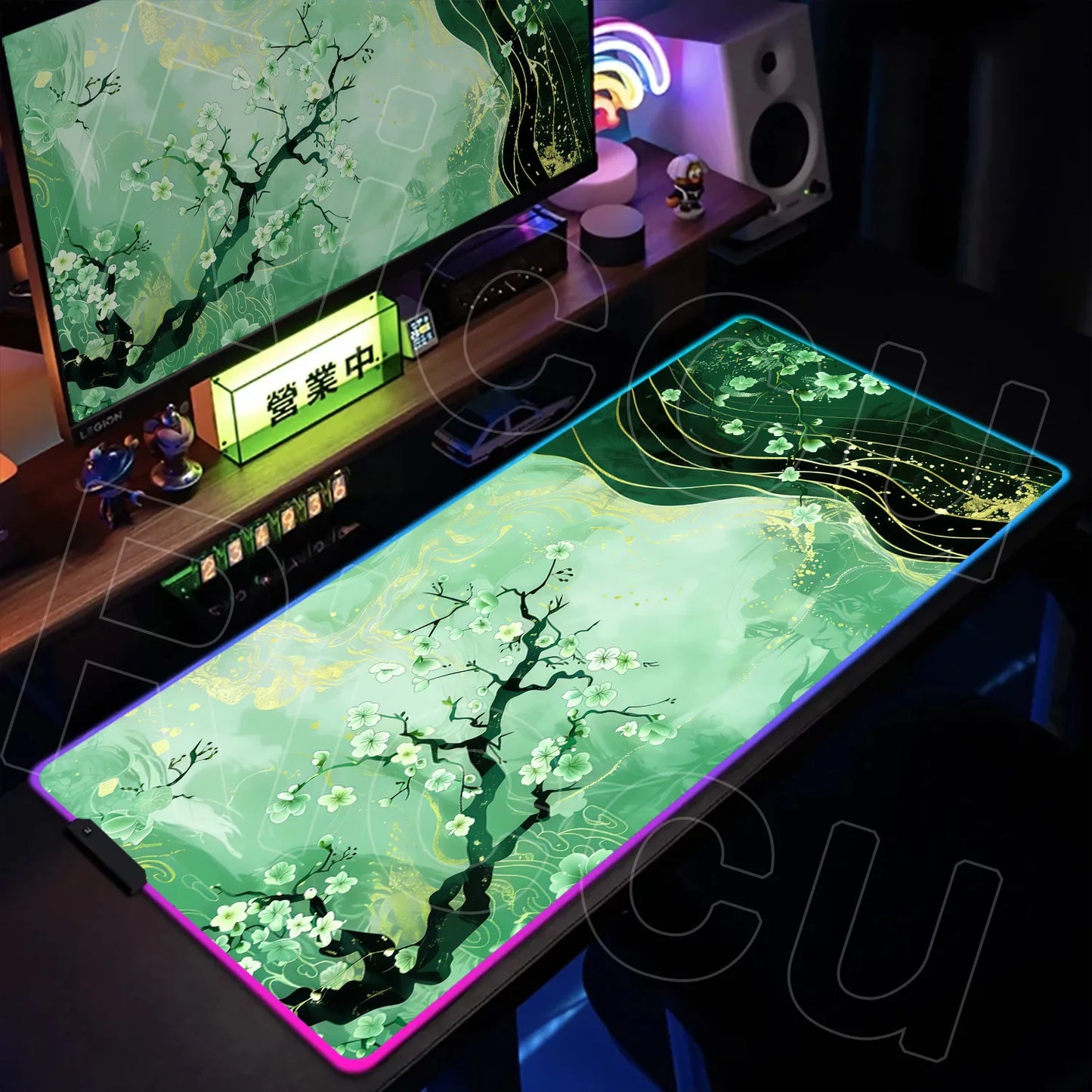 Nature Edition: XXL RGB Extended Gaming Desk Mat with Custom LED Lighting