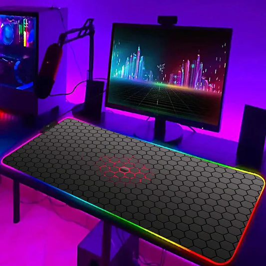 RGB Gaming Mouse Pad – Geometric Art LED Backlit
