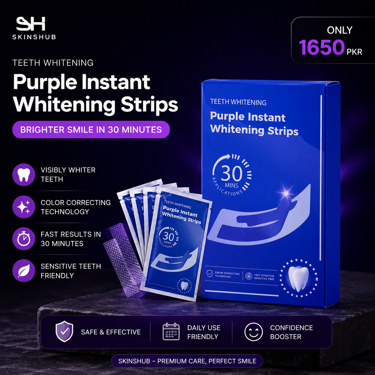Teeth Whitening Strips – Enamel Safe Whitening Strips for Stain Removal & Brighter Smile