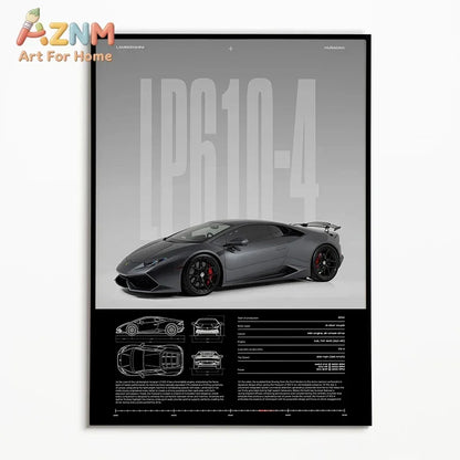 The Heritage Garage Series: Classic Black & White Car Canvas Art