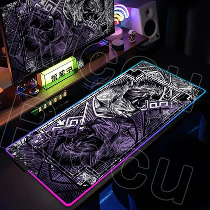 Metal Lion RGB LED Gaming Mouse Pad – XXL HD Print Non-Slip Desk Mat for PC & Esports