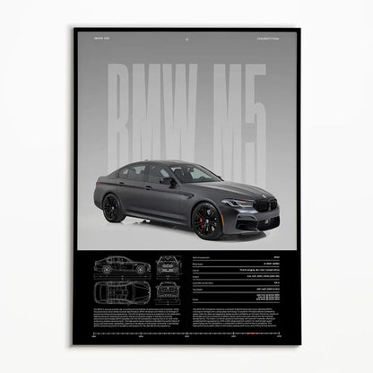 The Heritage Garage Series: Classic Black & White Car Canvas Art