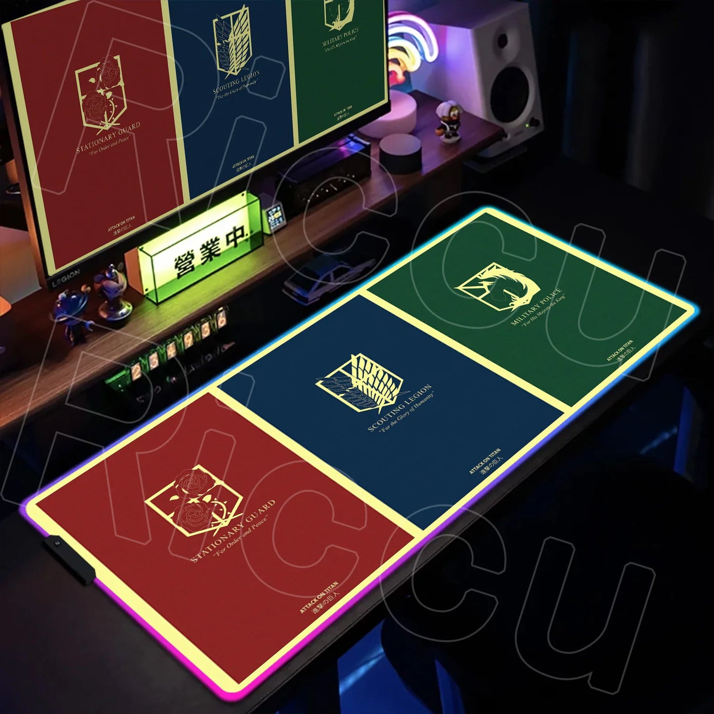 AOT Edition: XXL RGB Extended Gaming Desk Mat with Custom LED Lighting