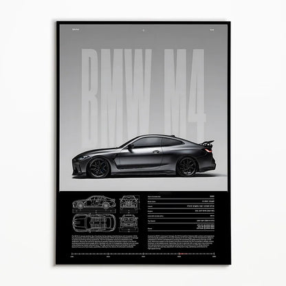The Heritage Garage Series: Classic Black & White Car Canvas Art