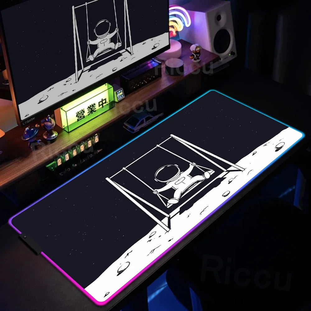 Space Edition: RGB Extended Gaming Desk Mat with Custom LED Lighting