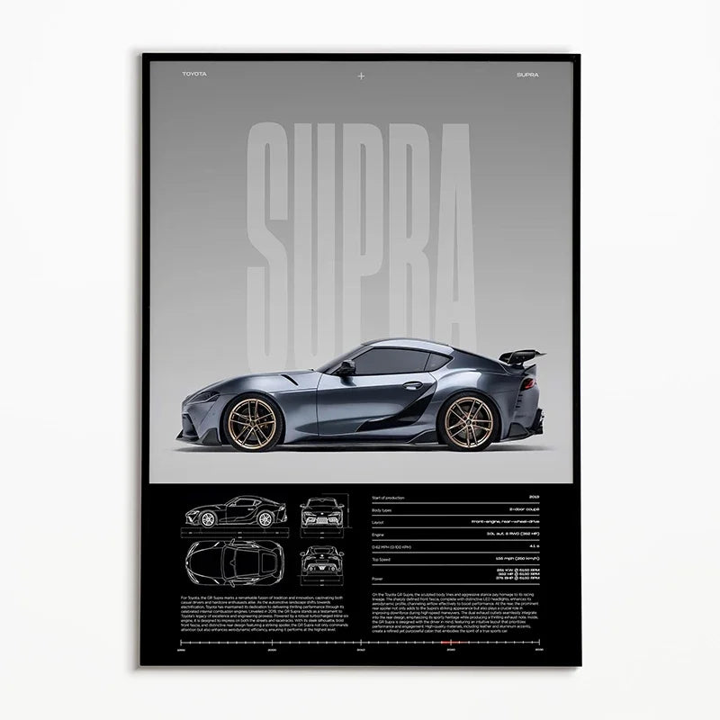 The Heritage Garage Series: Classic Black & White Car Canvas Art