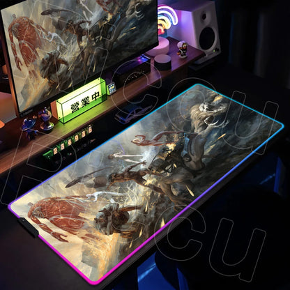 AOT Edition: XXL RGB Extended Gaming Desk Mat with Custom LED Lighting