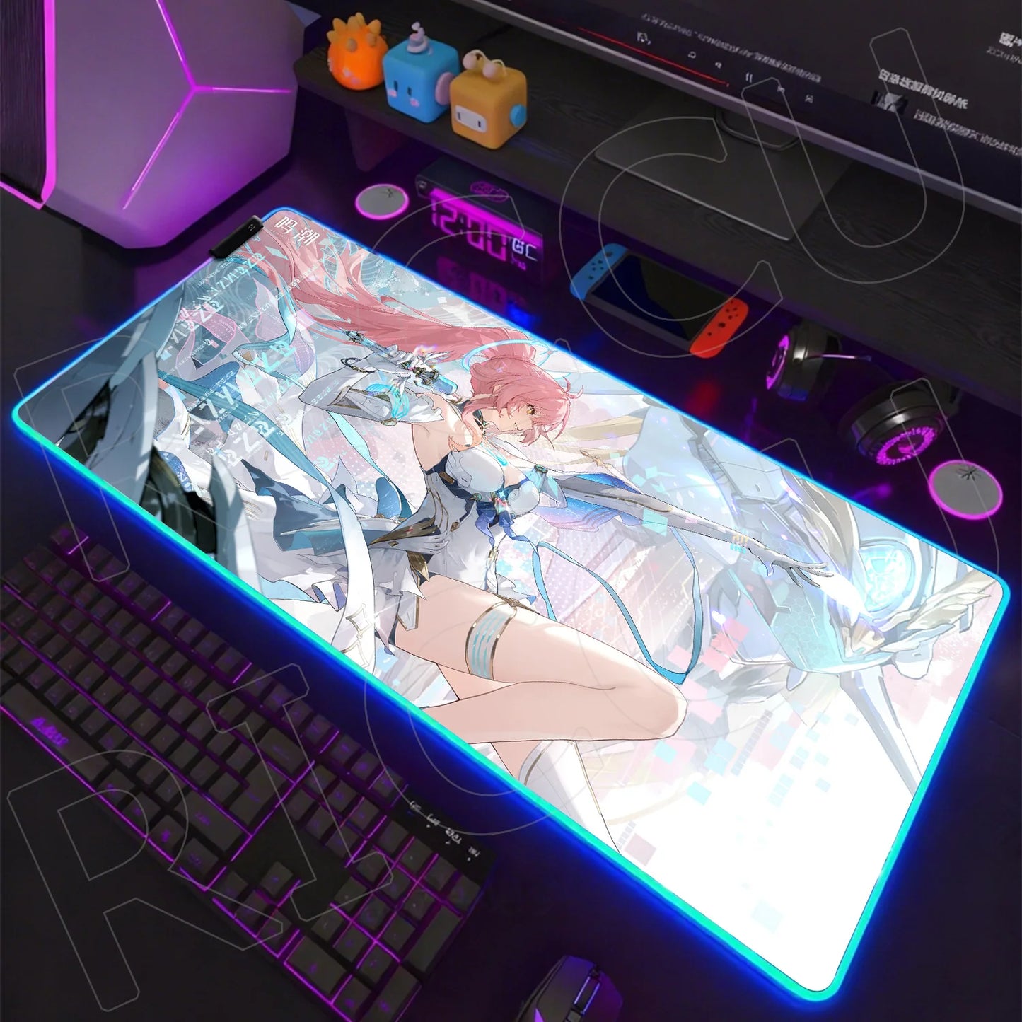 Waves Edition: XXL RGB Extended Gaming Desk Mat with Custom LED Lighting