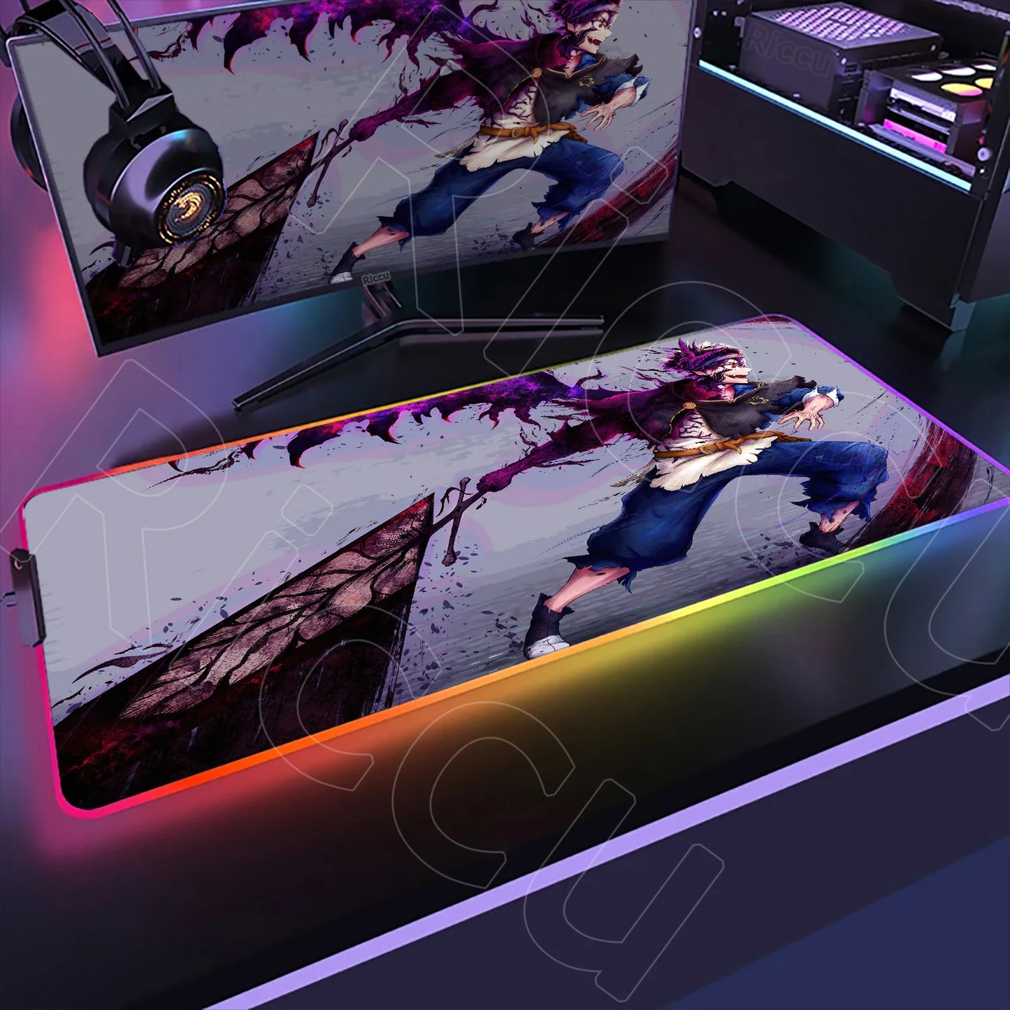 XXL RGB Gaming Mouse Pad – Black Clover Asta Deskmat