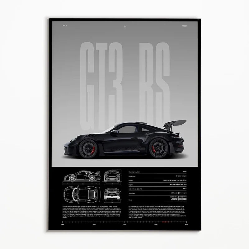 The Heritage Garage Series: Classic Black & White Car Canvas Art