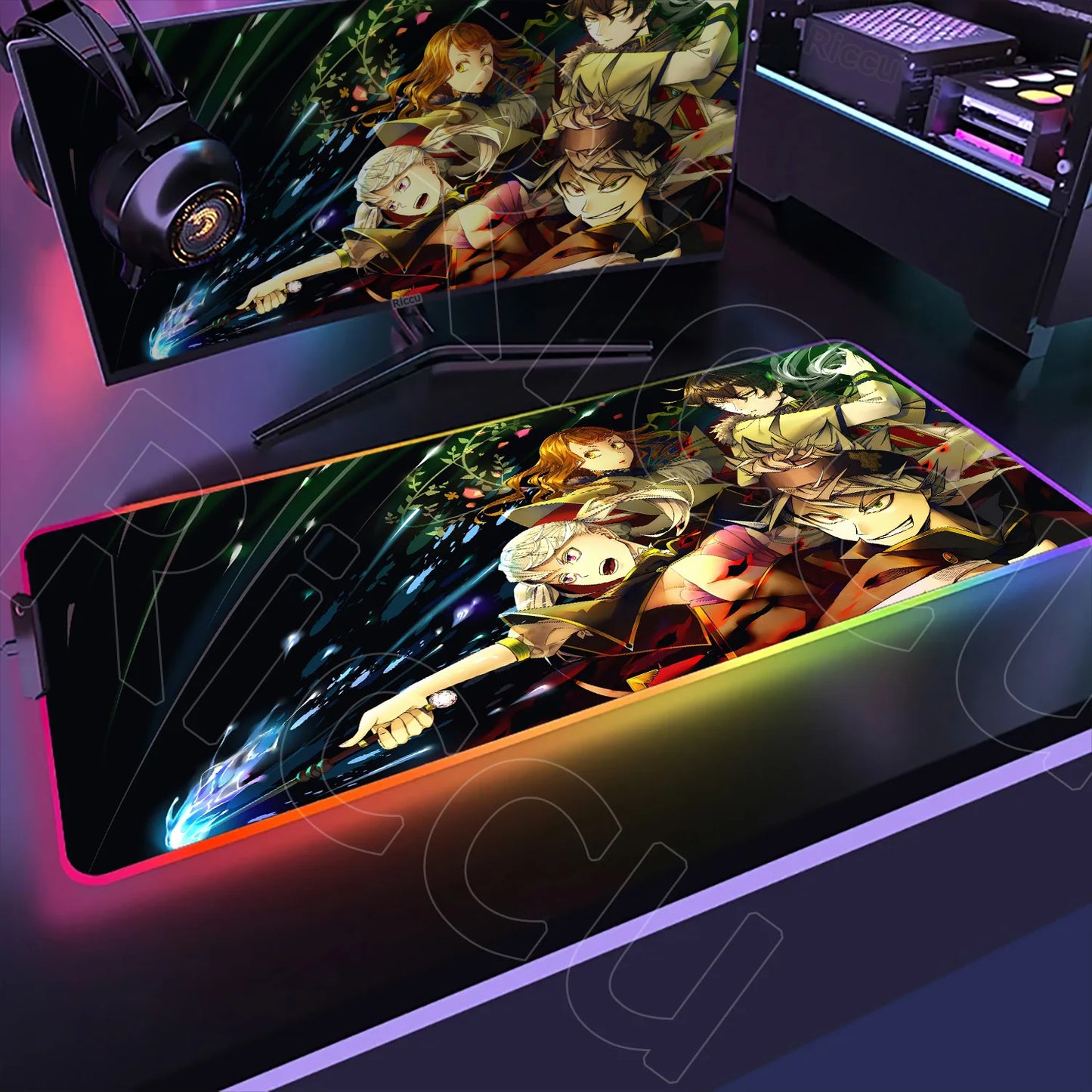 XXL RGB Gaming Mouse Pad – Black Clover Asta Deskmat