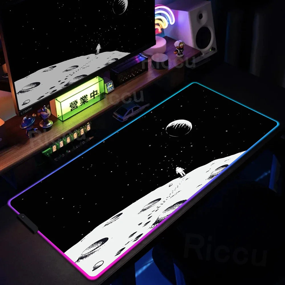 Space Edition: RGB Extended Gaming Desk Mat with Custom LED Lighting