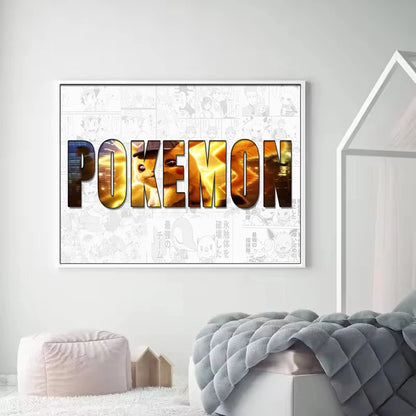 Pokémon Pikachu Custom Name Poster – Anime Canvas Wall Art