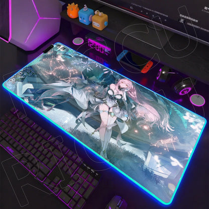 Waves Edition: XXL RGB Extended Gaming Desk Mat with Custom LED Lighting