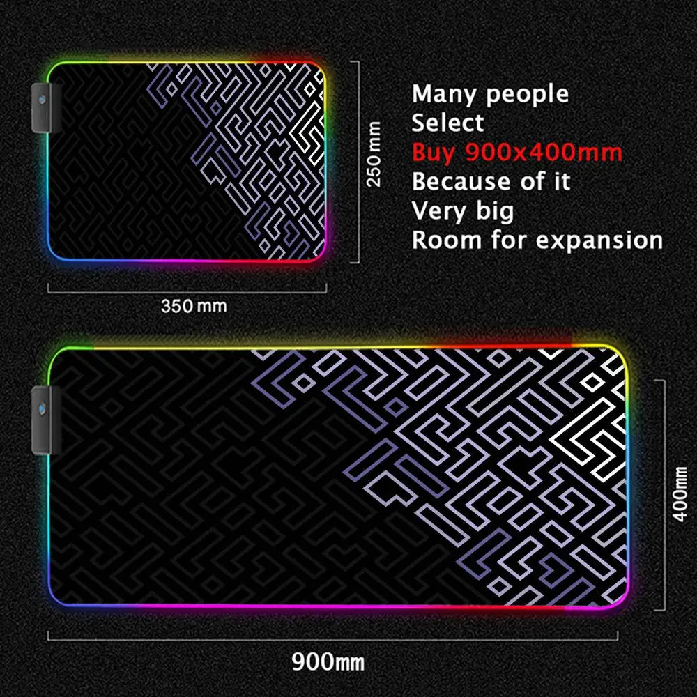 RGB Gaming Mouse Pad – Geometric Art LED Backlit