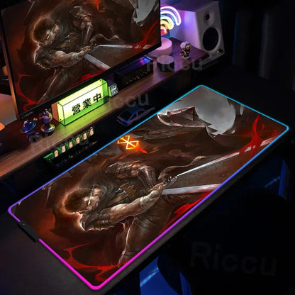 Berserk Edition: XXL RGB Extended Gaming Desk Mat with Custom LED Lighting