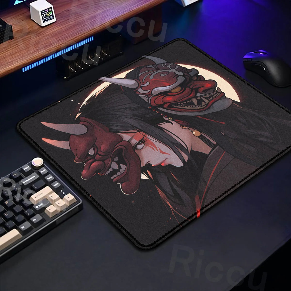 The E-Sports Collection: Premium Oni Mask Girl Anime Mouse Pad