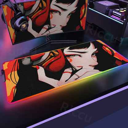 Samurai Edition: RGB Extended Gaming Desk Mat with Custom LED Lighting