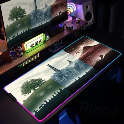 Kingdom Edition: XXL RGB Extended Gaming Desk Mat with Custom LED Lighting