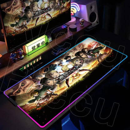AOT Edition: XXL RGB Extended Gaming Desk Mat with Custom LED Lighting