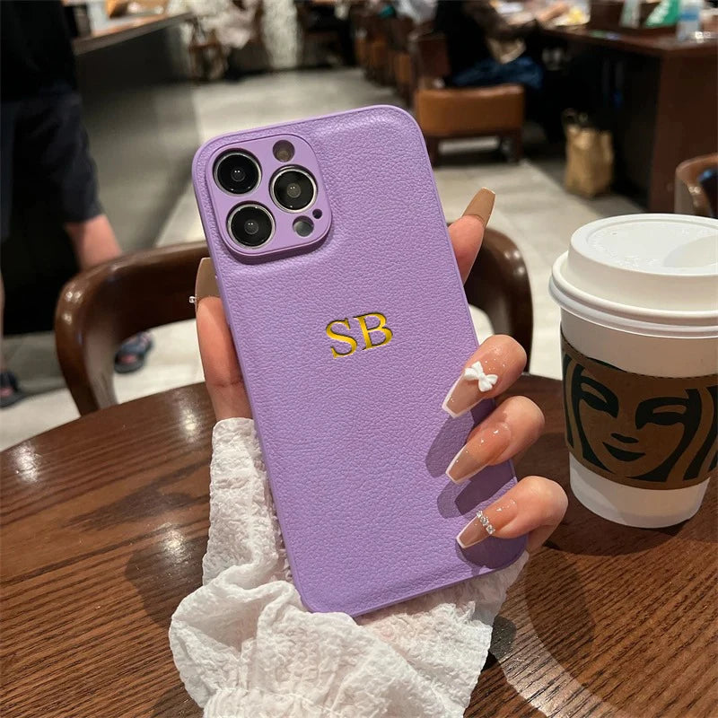 The Luxe Collection: Custom PU Leather Initials Case