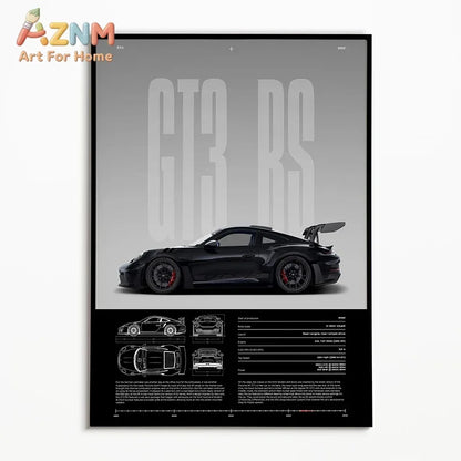 The Heritage Garage Series: Classic Black & White Car Canvas Art
