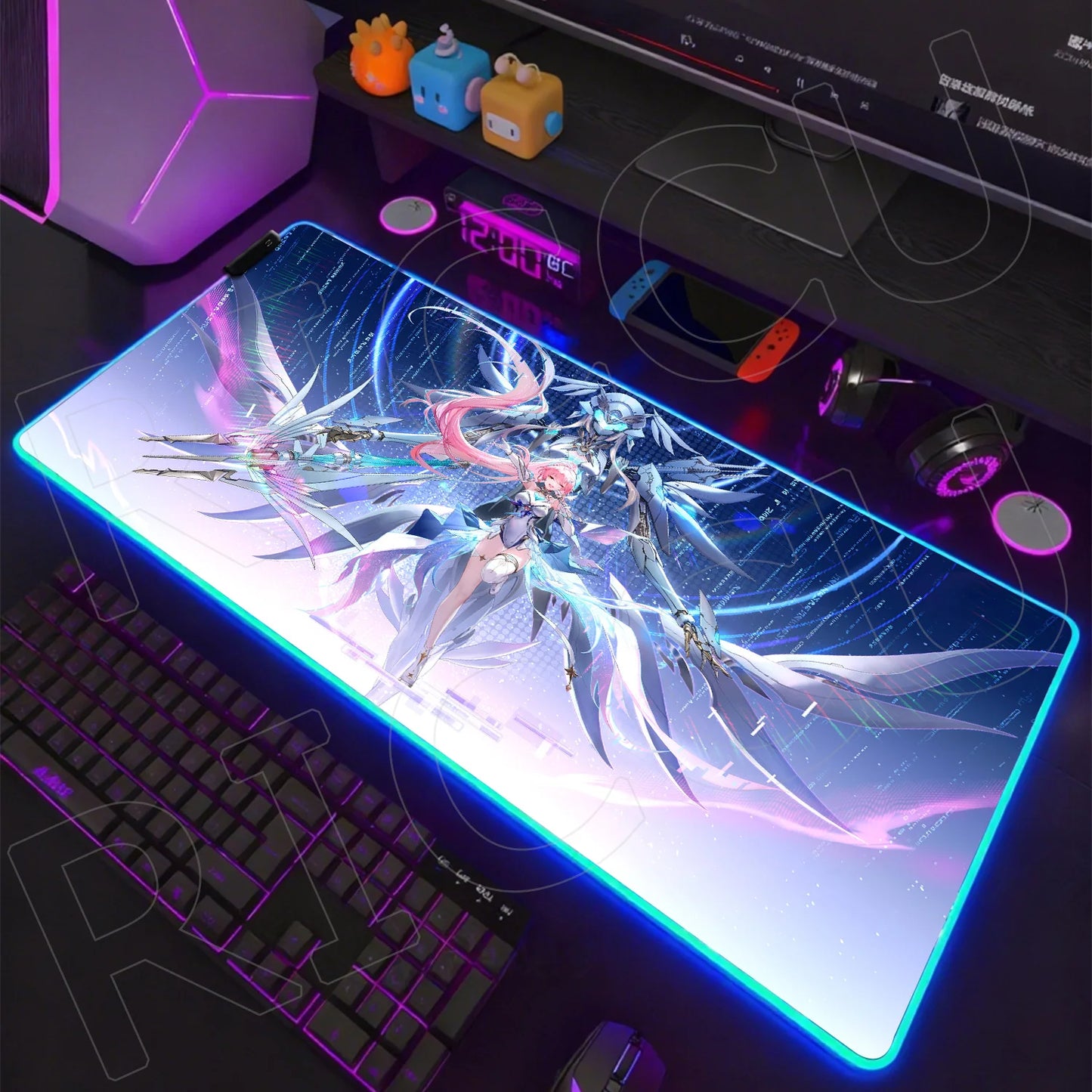 Waves Edition: XXL RGB Extended Gaming Desk Mat with Custom LED Lighting