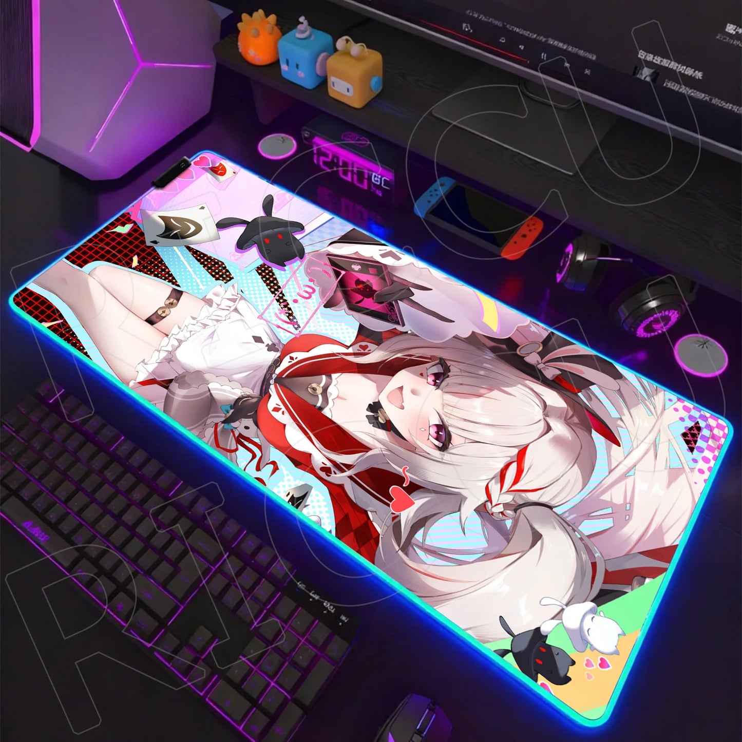 Riccu Edition: XXL RGB Extended Gaming Desk Mat with Custom LED Lighting