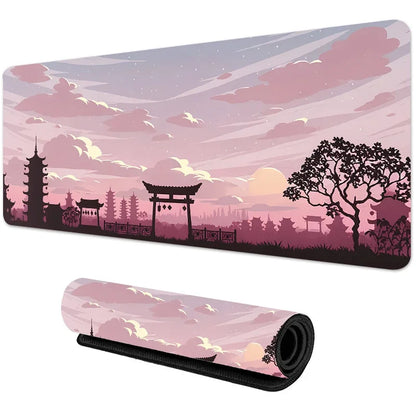 Sakura Scenery Mouse Pad – Cherry Blossom & Landscape Gaming Desk Mat