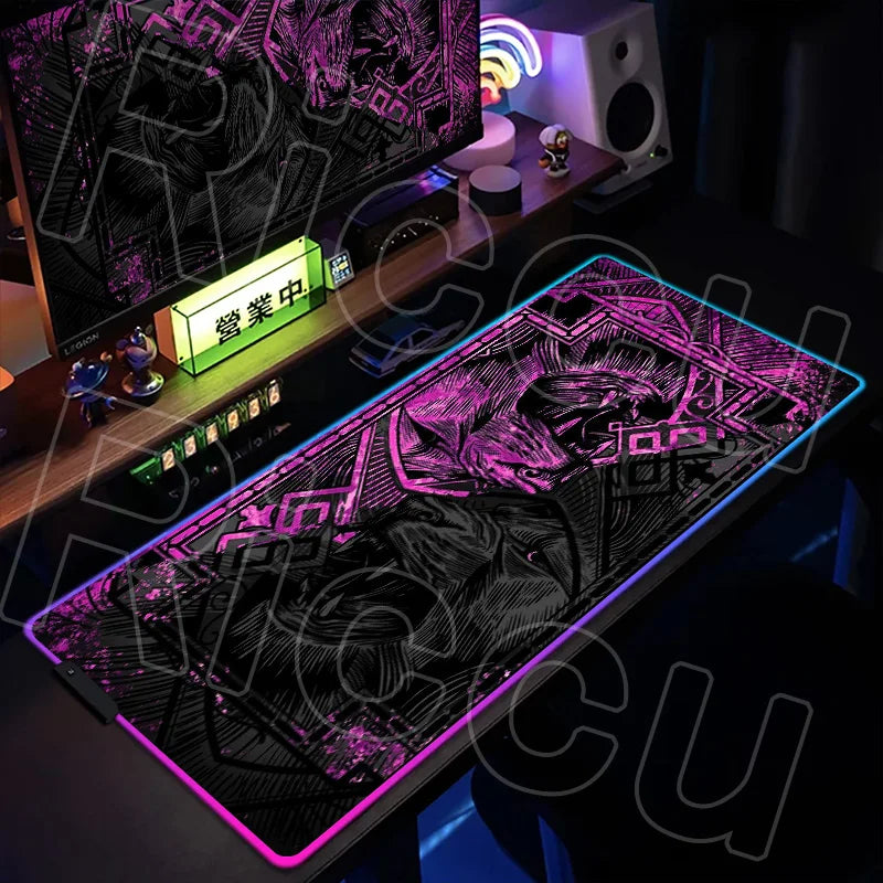 Metal Lion RGB LED Gaming Mouse Pad – XXL HD Print Non-Slip Desk Mat for PC & Esports