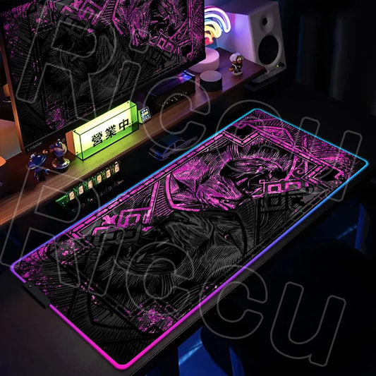Metal Lion RGB LED Gaming Mouse Pad – XXL HD Print Non-Slip Desk Mat for PC & Esports