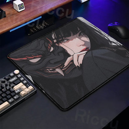 The E-Sports Collection: Premium Oni Mask Girl Anime Mouse Pad