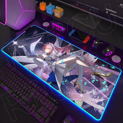 Waves Edition: XXL RGB Extended Gaming Desk Mat with Custom LED Lighting
