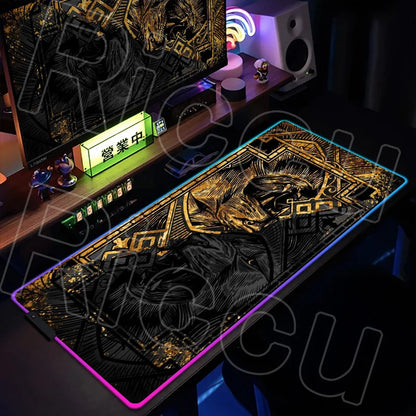 Metal Lion RGB LED Gaming Mouse Pad – XXL HD Print Non-Slip Desk Mat for PC & Esports