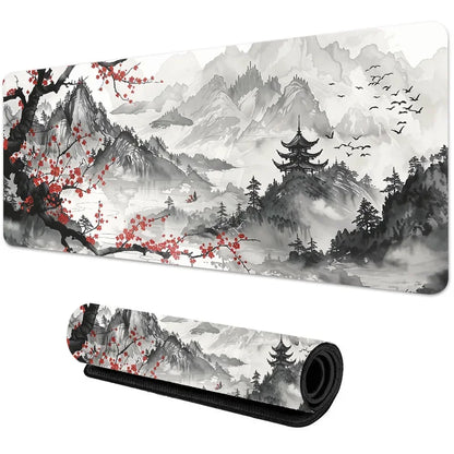 Sakura Scenery Mouse Pad – Cherry Blossom & Landscape Gaming Desk Mat