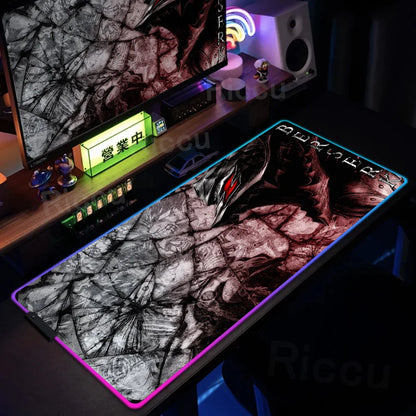 Berserk Edition: XXL RGB Extended Gaming Desk Mat with Custom LED Lighting