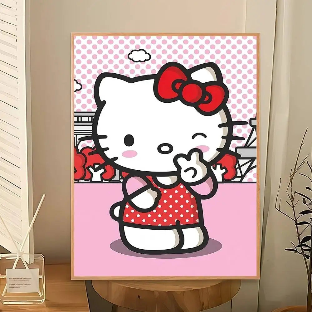 The Kawaii Collection: Hello Kitty Pink Leopard Bow Canvas Art