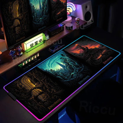 Kingdom Edition: XXL RGB Extended Gaming Desk Mat with Custom LED Lighting