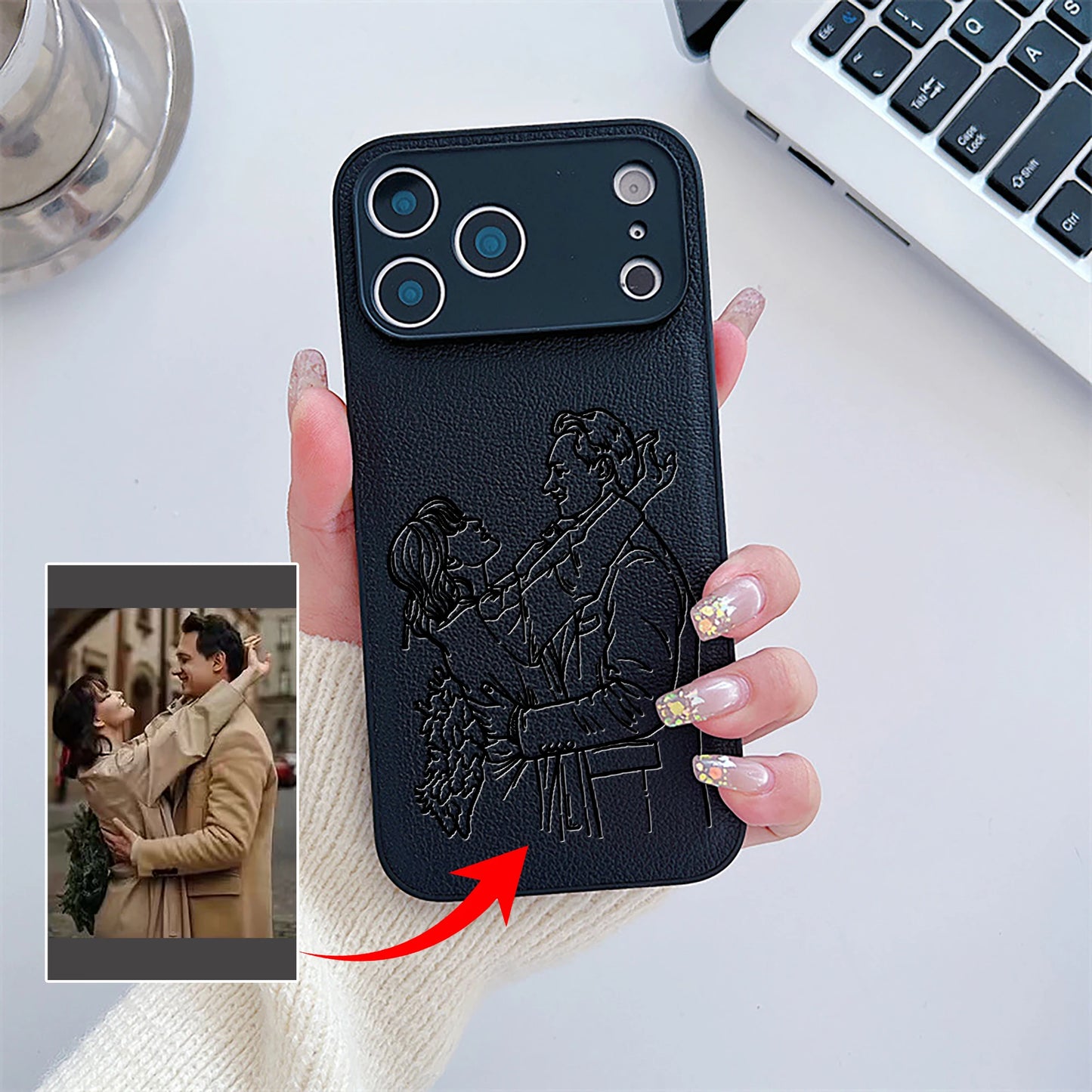 The Engraved Portrait: Custom Line Art Case