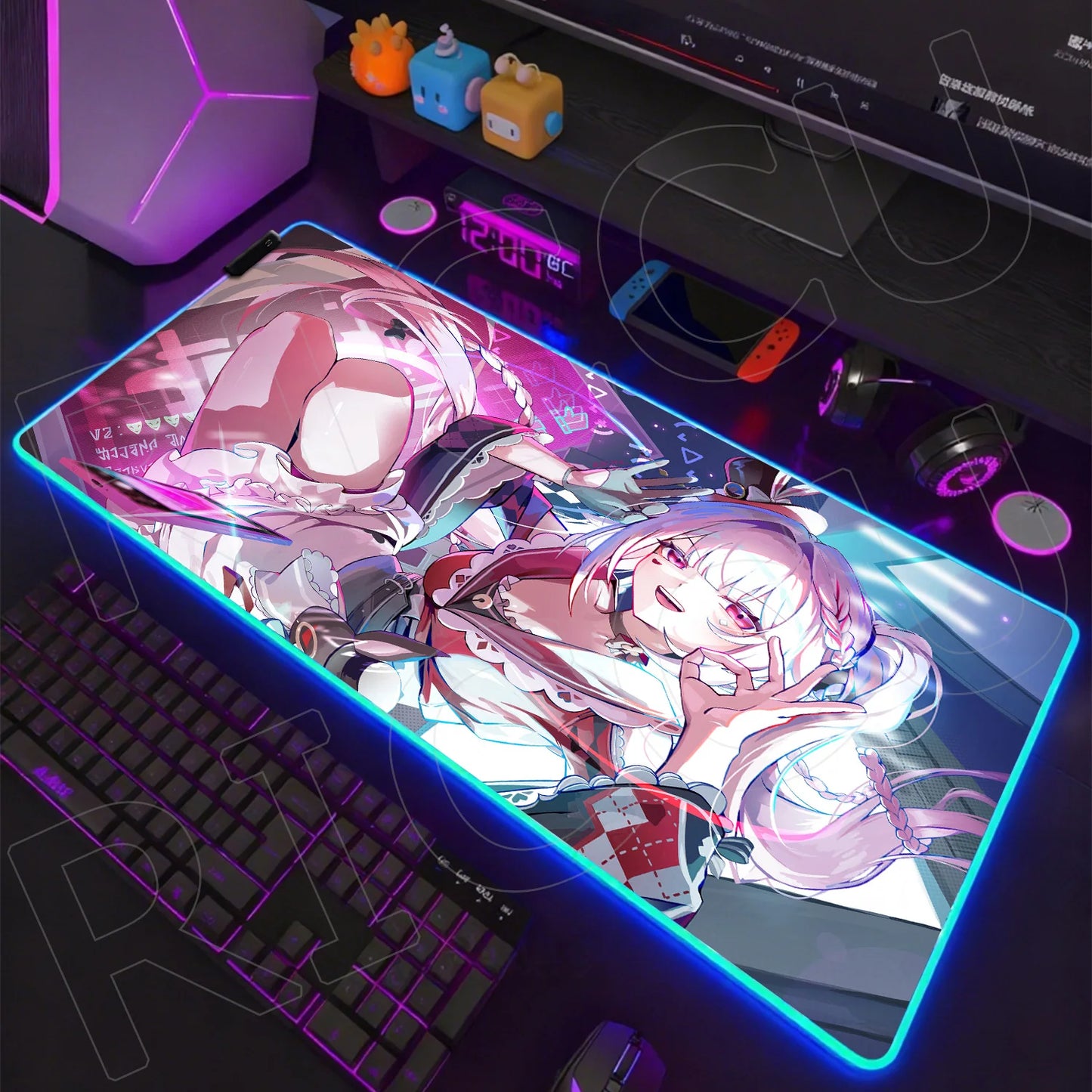 Riccu Edition: XXL RGB Extended Gaming Desk Mat with Custom LED Lighting