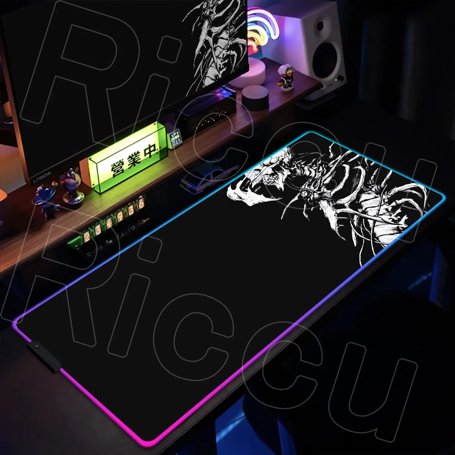 Horror Edition: XXL RGB Extended Gaming Desk Mat with Custom LED Lighting