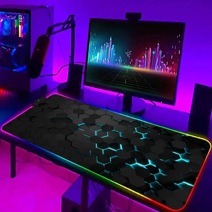 RGB Gaming Mouse Pad – Geometric Art LED Backlit