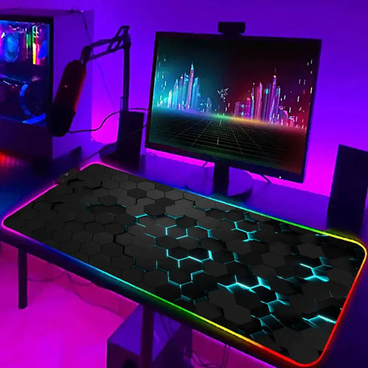 RGB Gaming Mouse Pad – Geometric Art LED Backlit