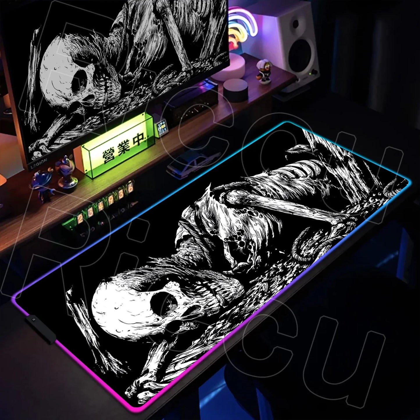 Horror Edition: XXL RGB Extended Gaming Desk Mat with Custom LED Lighting