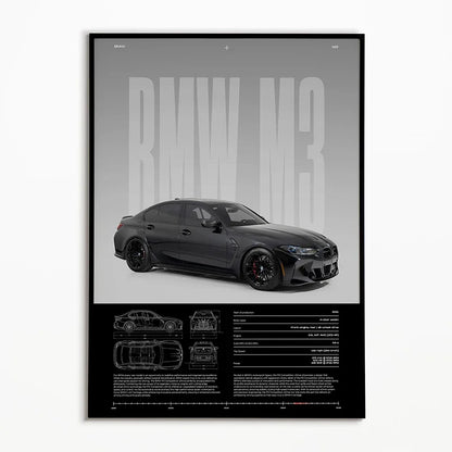 The Heritage Garage Series: Classic Black & White Car Canvas Art