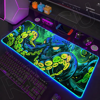 Sea Edition: RGB Extended Gaming Desk Mat with Custom LED Lighting