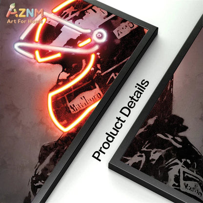 The Neon Motorsport Collection: Retro Helmet Racer Canvas Art